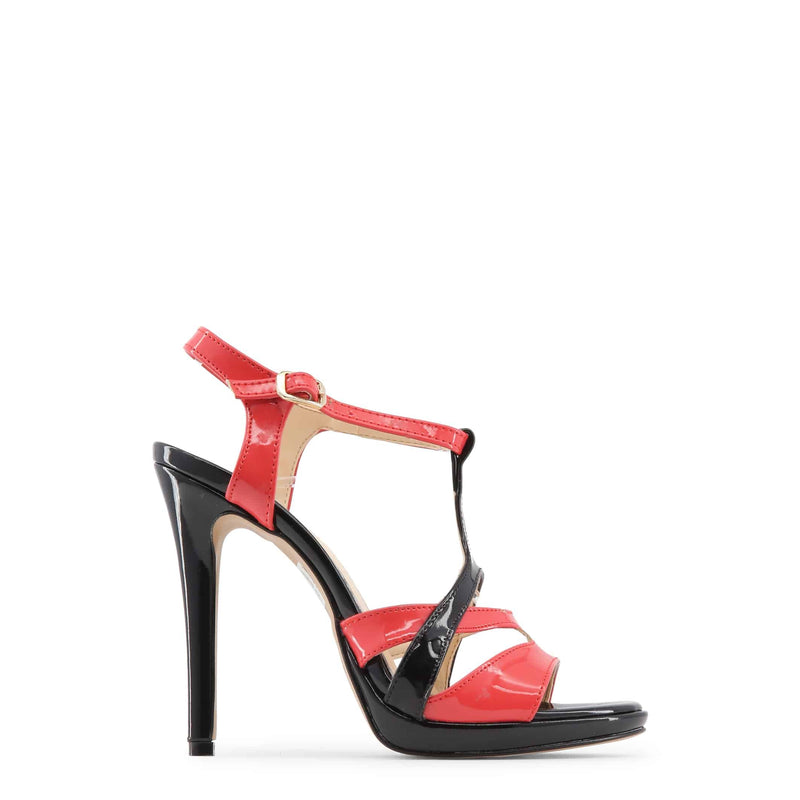 Sandali da Donna Made In Italy Scarpe eleganti estive tacco cm 10 nere e rosse
