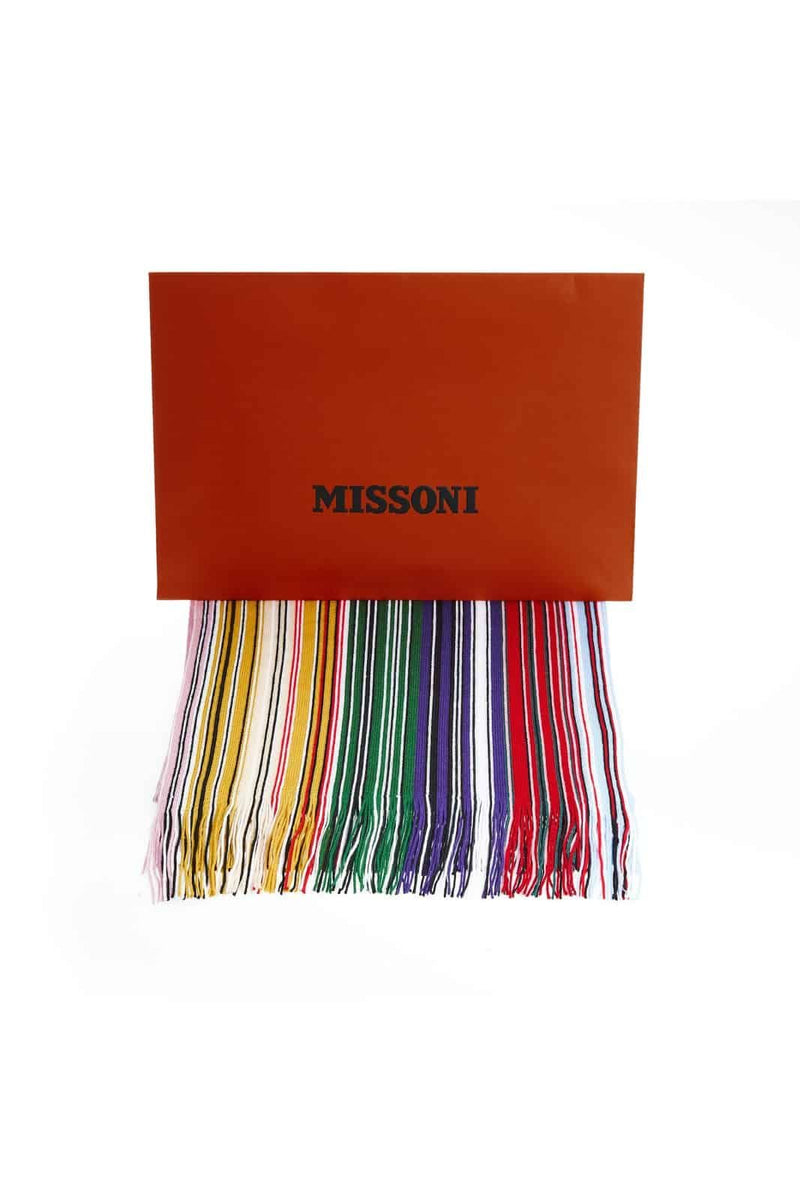 Sciarpa Missoni Unisex a Strisce Multicolore in Misto Lana cm 200x36 con Frange