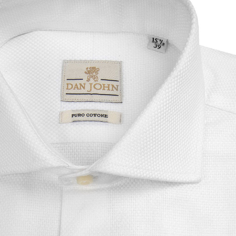 Camicia Bianca Elegante da Uomo Dan John "la Picoco" in Cotone Operato - Regular Fit
