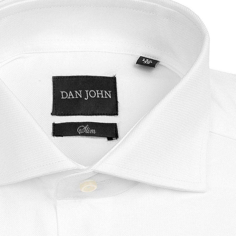 Camicia Bianca da Uomo Dan John in Tessuto Oxford di Puro Cotone - Slim Fit