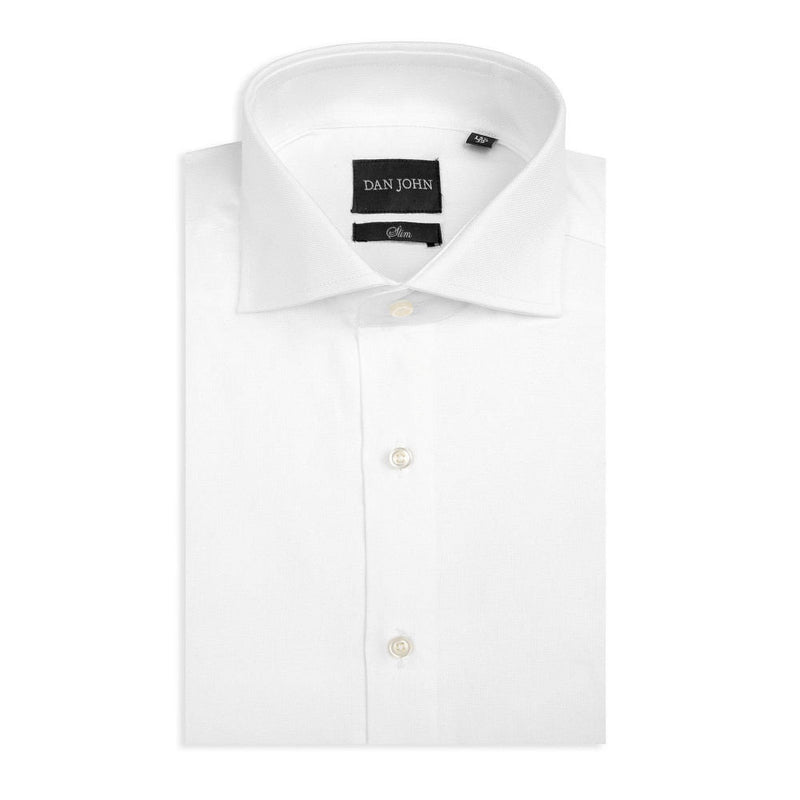 Camicia Bianca da Uomo Dan John in Tessuto Oxford di Puro Cotone - Slim Fit