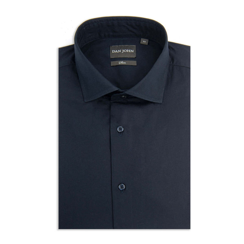 Camicia Blu Elasticizzata da Uomo Dan John Stile Casual in Cotone stretch - Slim Fit