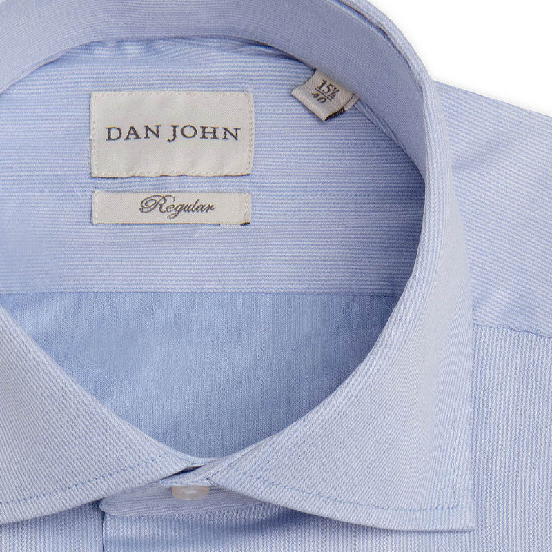 Camicia Celeste da Uomo Dan John in Puro Cotone Trama Piquet - Regular Fit