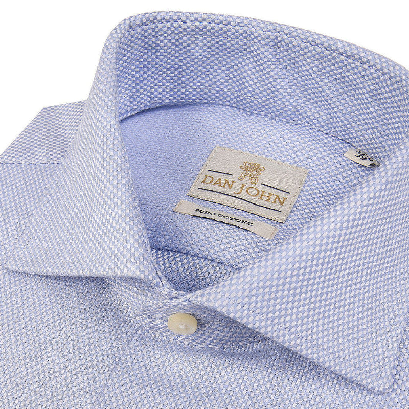 Camicia da Uomo Celeste Formale Elegante Dan John "la Picoco" Regular Fit in Cotone Operato