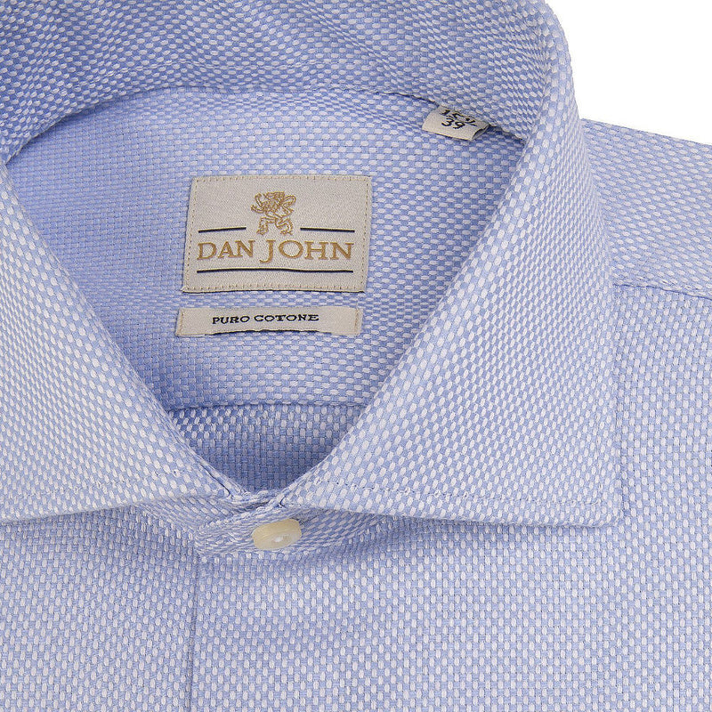 Camicia da Uomo Celeste Formale Elegante Dan John "la Picoco" Regular Fit in Cotone Operato