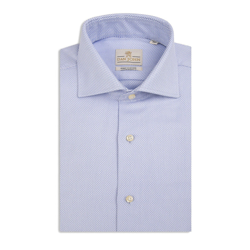 Camicia da Uomo Celeste Formale Elegante Dan John "la Picoco" Regular Fit in Cotone Operato