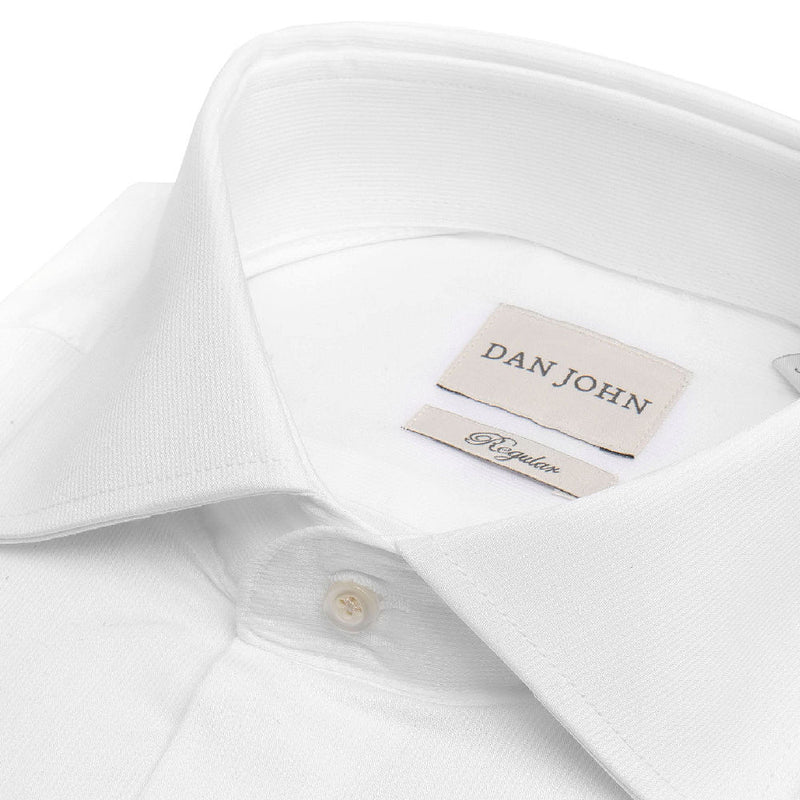 Camicia Elegante Bianca da Uomo Dan John in Puro Cotone Piquet - Regular Fit