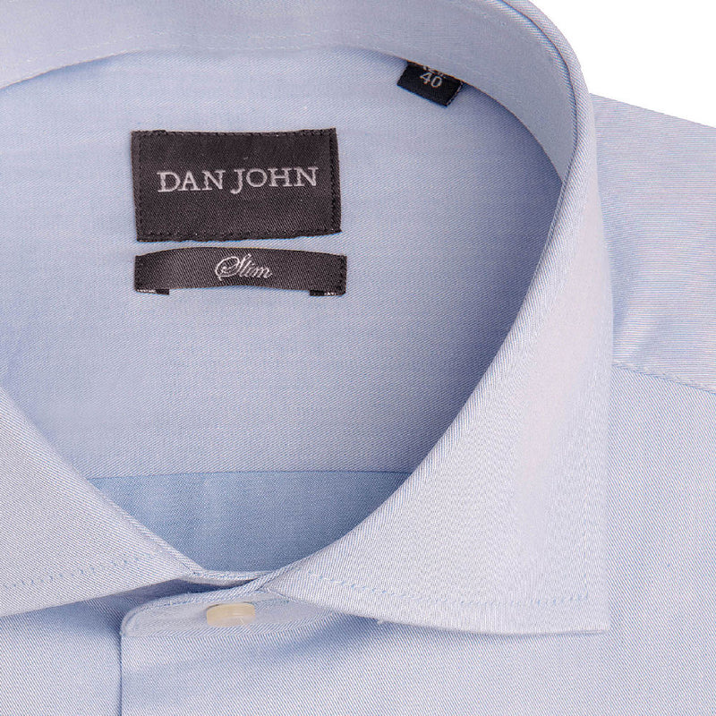 Camicia Uomo Celeste Dan John in Twill di Cotone Elegante e Formale - Slim Fit
