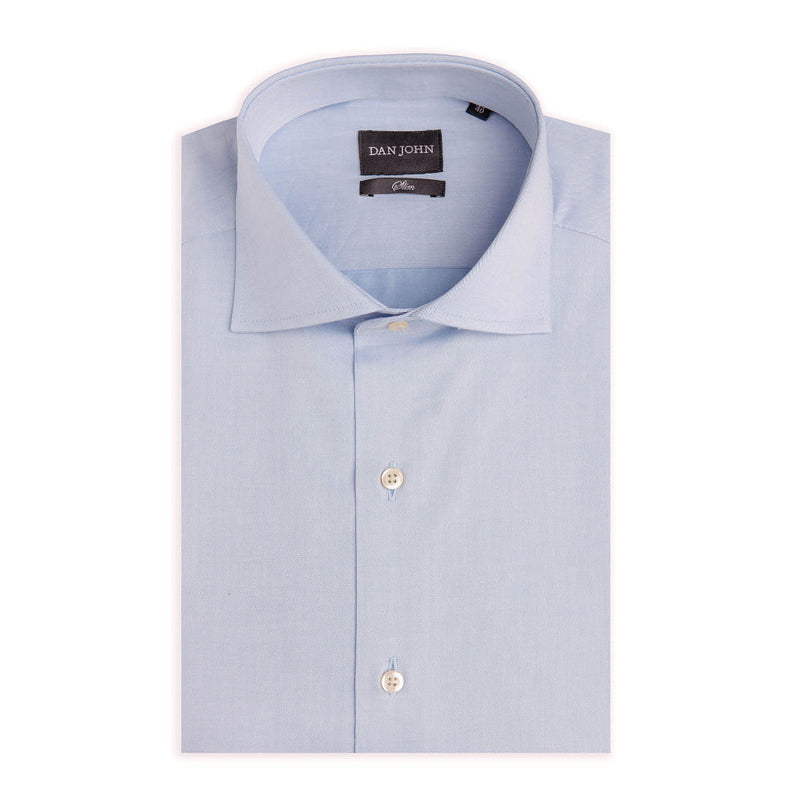 Camicia Uomo Celeste Dan John in Twill di Cotone Elegante e Formale - Slim Fit