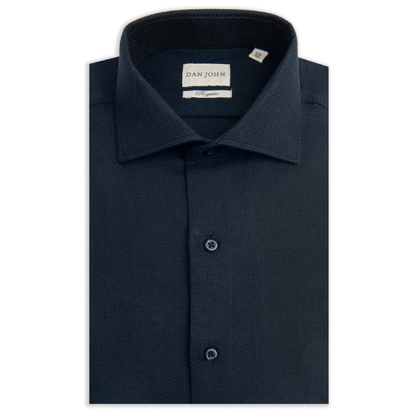 Camicia Uomo Dan John Regular Fit Blu Scuro "la Picoco" in tessuto operato 100% Cotone con Collo Francese