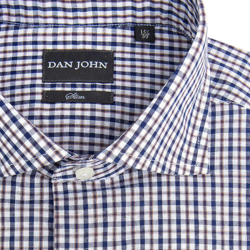 Camicia da Uomo Dan John Fantasia Micro Quadro Slim Fit Collo Francese - 100% cotone