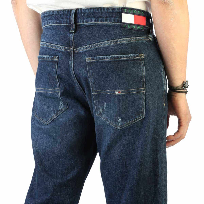 Pantaloni Jeans da Uomo Tommy Hilfiger Blu Scuro a Gamba Dritta Slim Fit