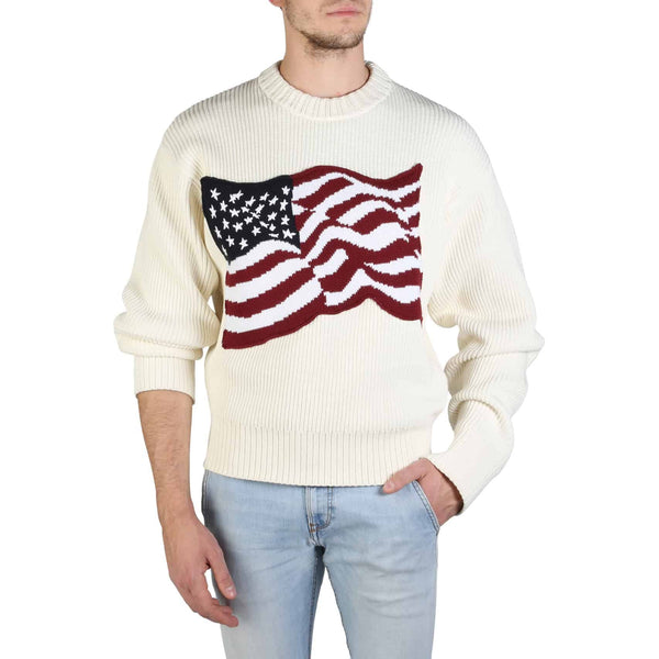 Maglione da Uomo Tommy Hilfiger bianco con bandiera americana USA