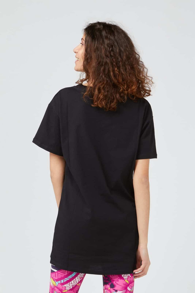 T-shirt Lunga da Donna Custo Barcelona - Maglietta a Maniche Corte Nera con Logo Frontale Blu
