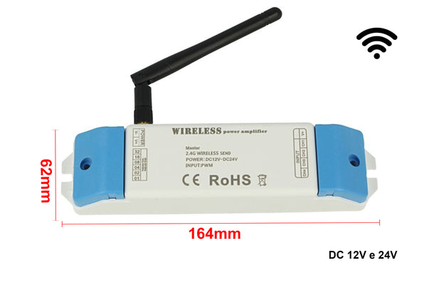 Amplificatore Wireless 2.4G Master Segnale Striscie Led PWM 4 Canali RGBW 12V 24V AP240