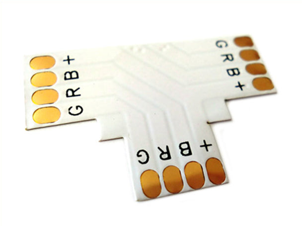 4 PZ Connettore Passo 10mm RGB Forma T per Allungare e Curvare Striscia Led RGB