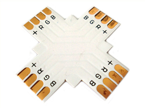 4 PZ Connettore Passo 10mm RGB Forma X Croce per Allungare e Curvare Striscia Led RGB