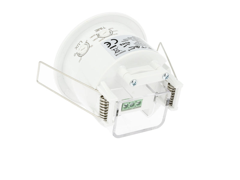 Sensore di Movimento a Infrarossi e Crepuscolare Montaggio Da Incasso Colore Bianco IP20 360 Gradi Manual Override SKU-1356
