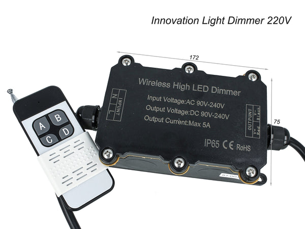 Led Dimmer Alta Tensione 220V 5A 1000W Impermeabile IP65 Con Telecomando Wireless Per Striscia Bobina Led 220V Mono Colore