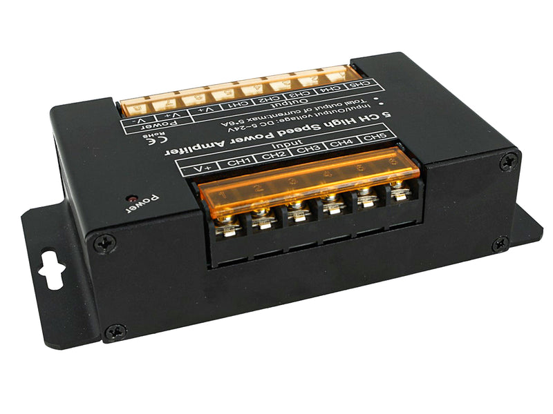 Amplificatore Segnale PWM 5 Canali Per Striscia Led RGBWW RGB+CCT 12V 24V 5X6A AP105