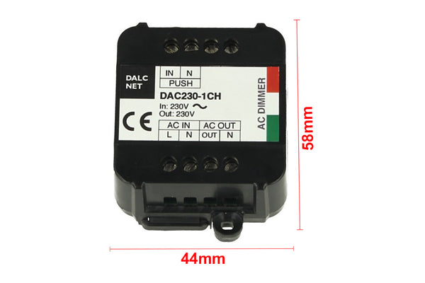 Dalcnet DAC-230-1CH Triac AC Dimmer Taglio Di Fase Con Pulsante N.O. Memoria 220V 200W