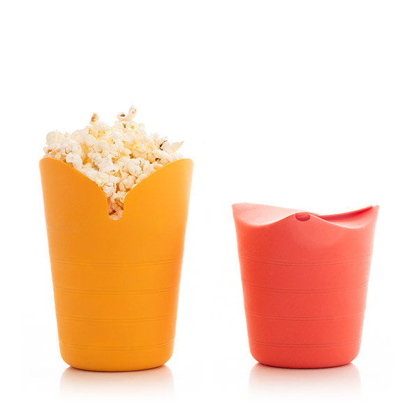 2 Contenitori per Preparare e Servire Pop-Corn Riutilizzabili in Silicone con Chiusura Pieghevole InnovaGoods