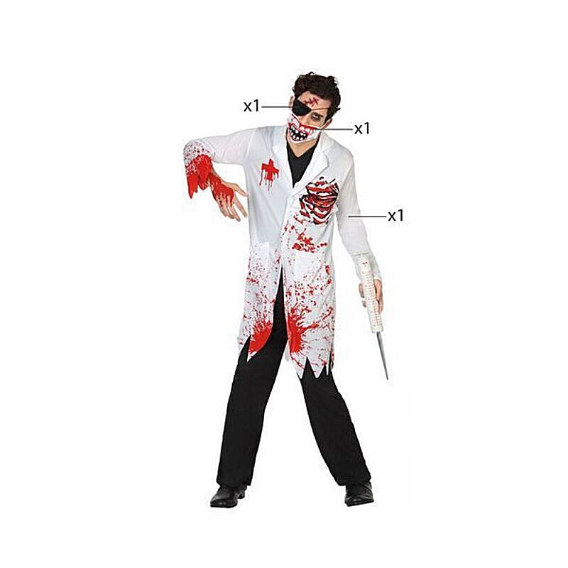 Costume Halloween Uomo Adulto - Dottore Assassino Insanguinato - per feste a tema Horror