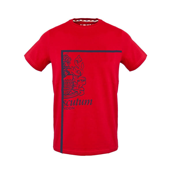 t-shirt da uomo Aquascutum in cotone a girocollo rossa