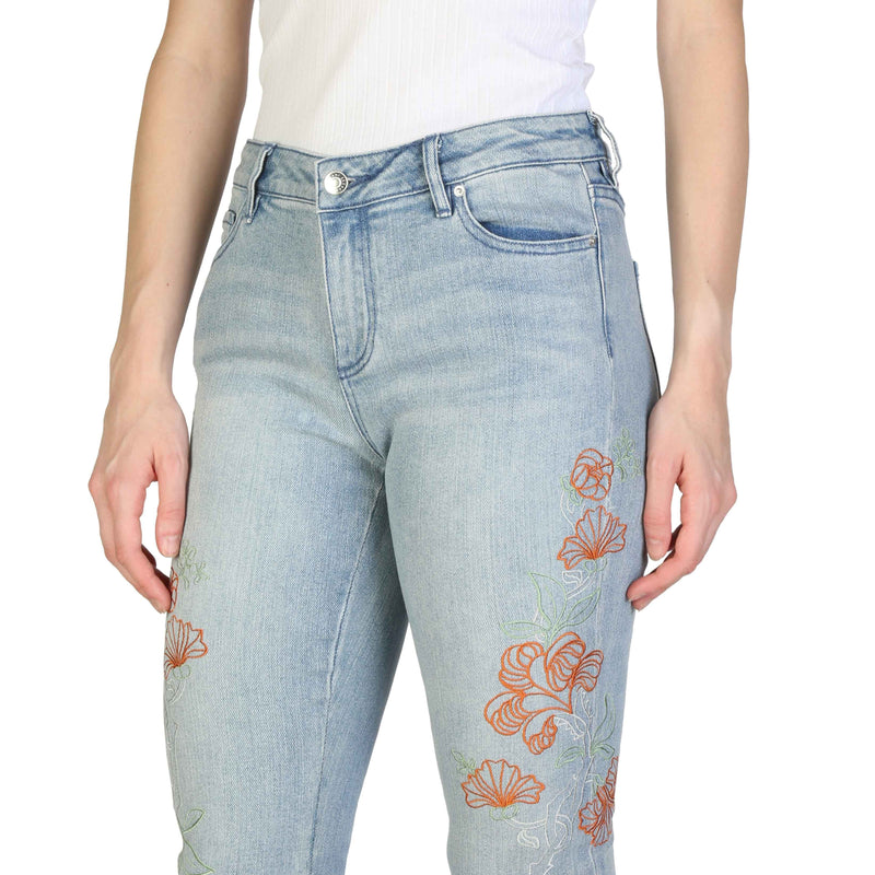 Pantaloni Jeans da Donna Armani Exchange Blu chiari con decorazioni floreali