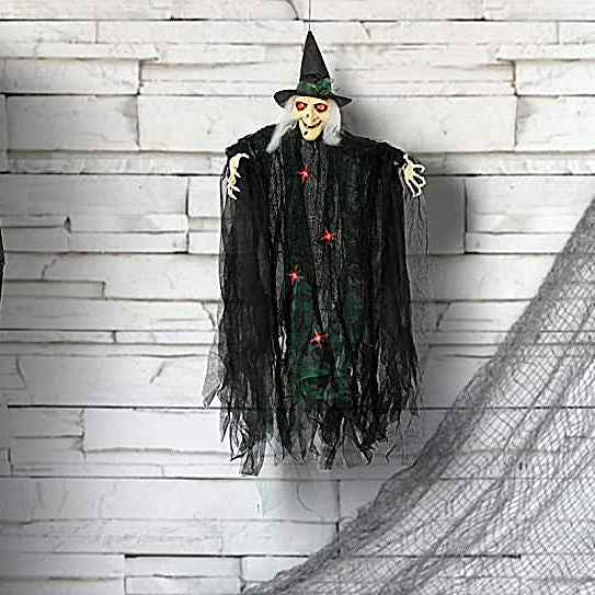 Decorazione per Feste di Halloween - Festone a forma di Strega con occhi Luminosi - 110 cm