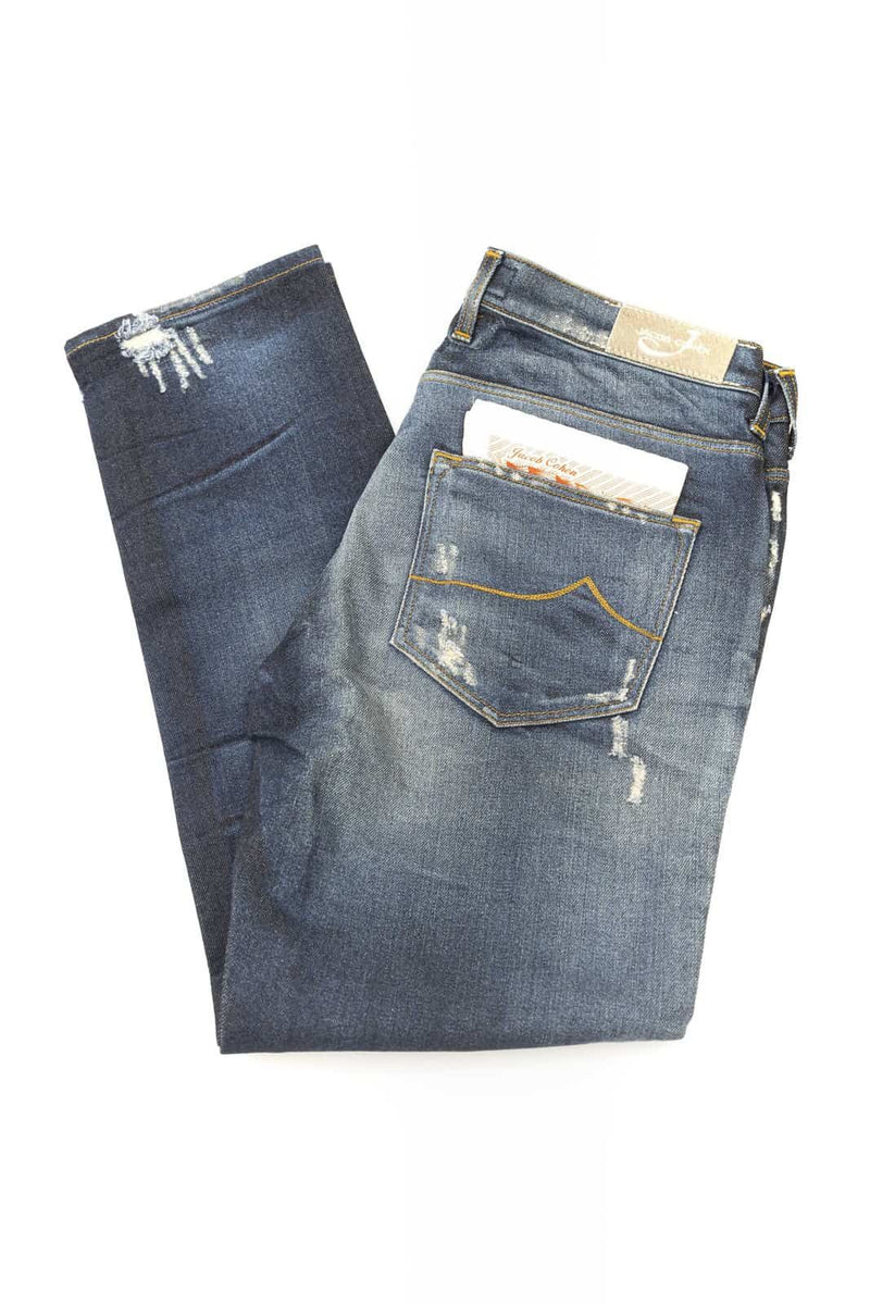 Jeans Strappati da Donna Jacob Cohen Stile Vintage Consumato Blu Scuro - Made in Italy