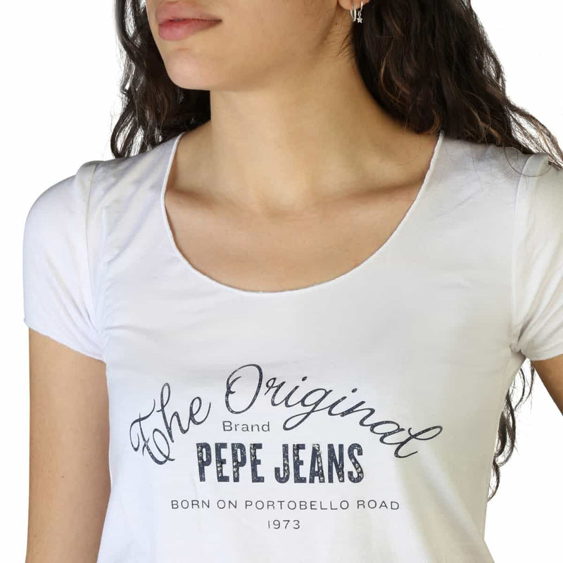 T-shirt da Donna Pepe Jeans Maglietta a maniche corte Bianca con Logo