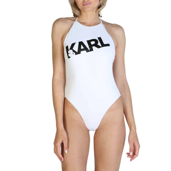Costume da Bagno intero Donna Karl Lagerfeld Bianco con Logo Nero
