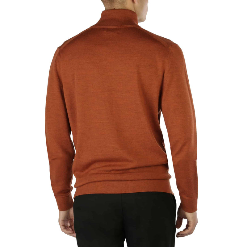 Maglione di Lana Uomo a Collo Alto con Cerniera Firmato Calvin Klein Marrone