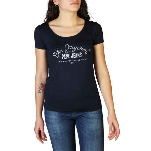 T-shirt da Donna Pepe Jeans Maglietta a maniche corte Blu Con Logo