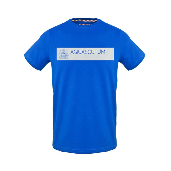 t-shirt blu da uomo Aquascutum in cotone con logo frontale