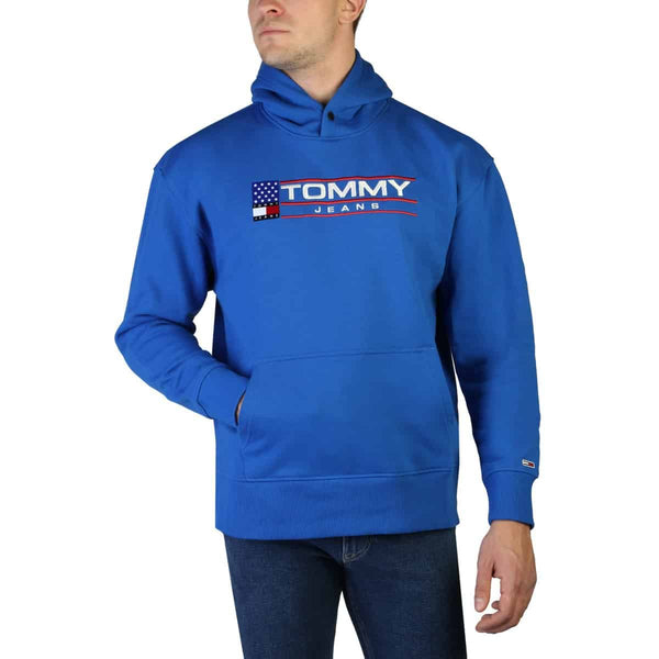 Felpa Uomo Tommy Hilfiger Blu con Cappuccio e Bordi Elasticizzati - Logo a Vista