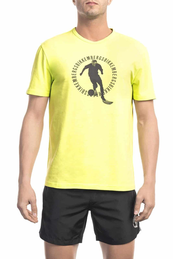 maglietta sportiva a maniche corte - t-shirt Bikkembergs gialla e nera