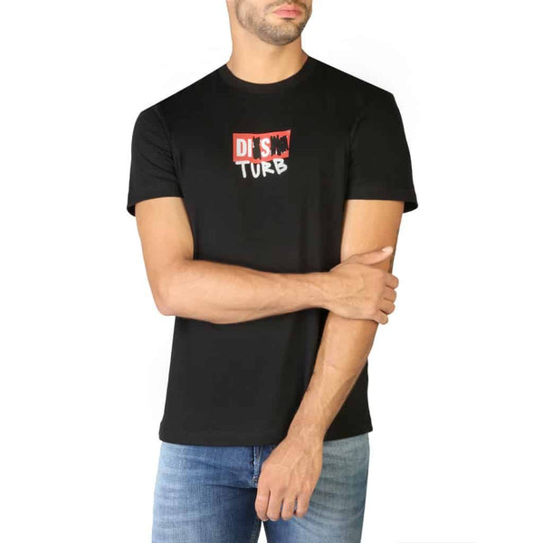 T-shirt Diesel T-Diegos-B10 Uomo Nera con Logo - Maglietta a Maniche Corte Misto Cotone
