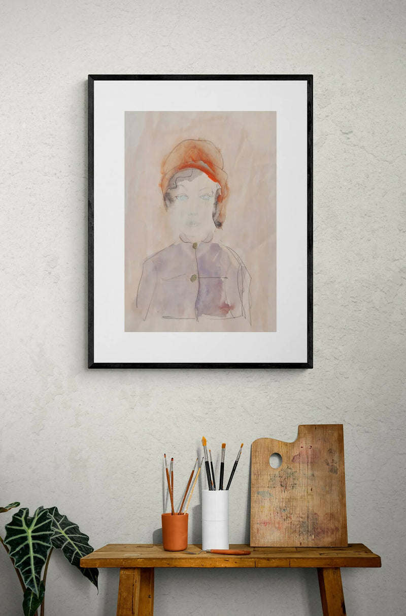 Disegno originale Quadro moderno Dipinto ritratto donna femminile 33x24 cm