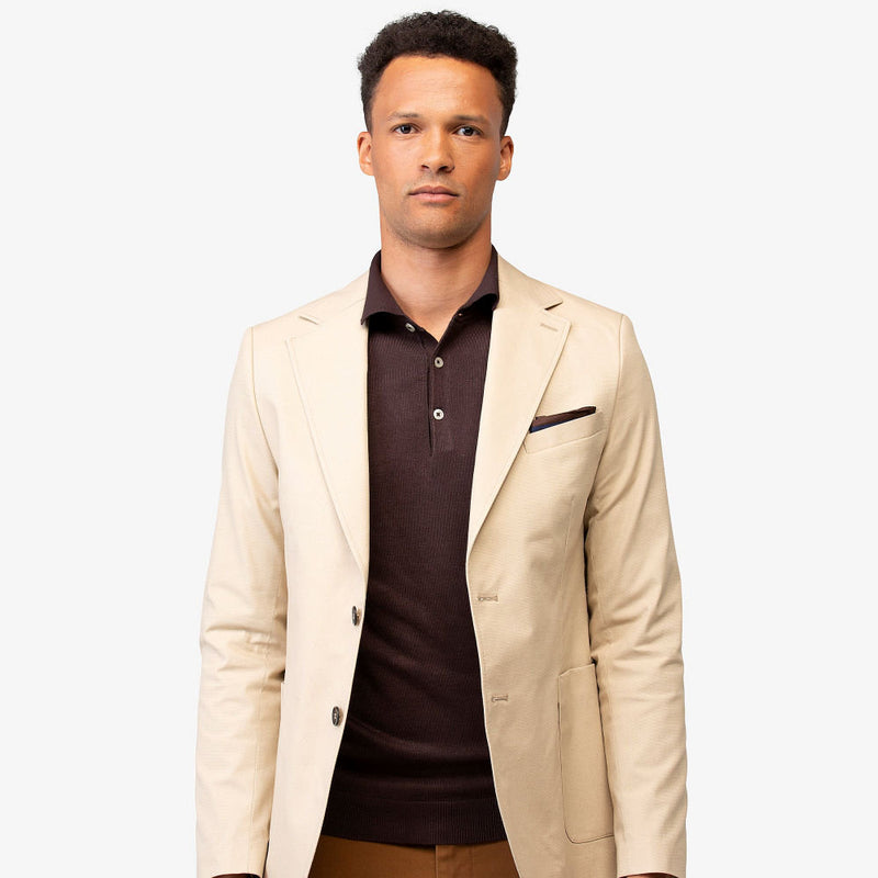 Giacca Elegante da Uomo Dan John Beige in Tessuto Micro Strutturato - Slim Fit - 2 Bottoni