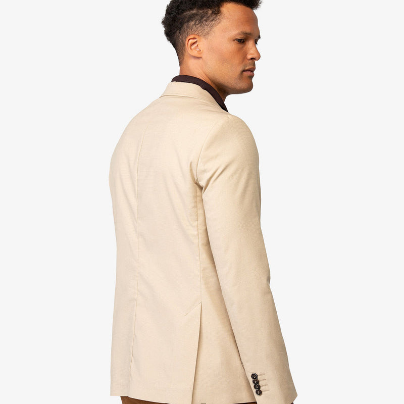 Giacca Elegante da Uomo Dan John Beige in Tessuto Micro Strutturato - Slim Fit - 2 Bottoni