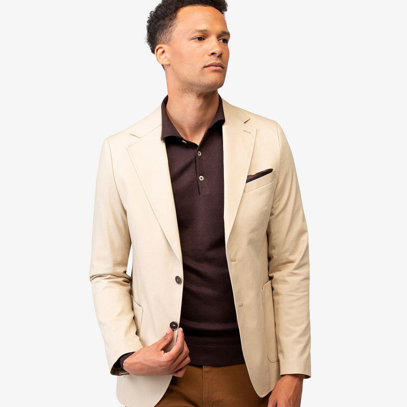 Giacca Elegante da Uomo Dan John Beige in Tessuto Micro Strutturato - Slim Fit - 2 Bottoni