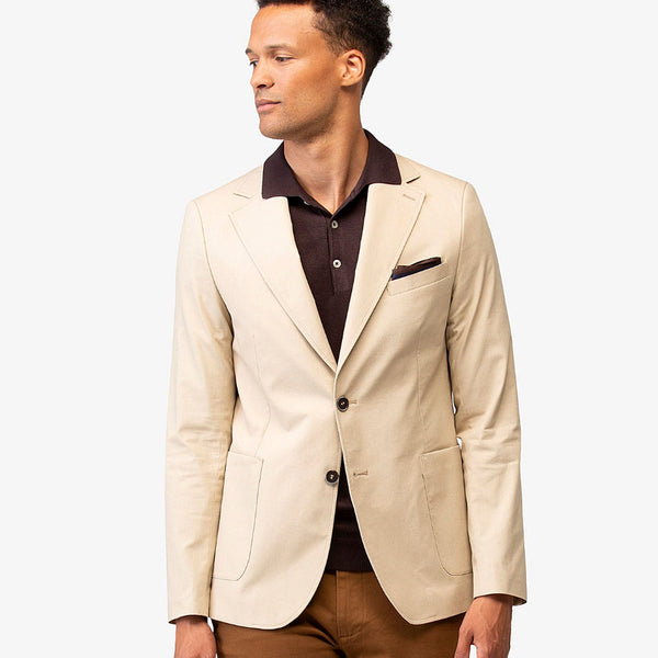 Giacca Elegante da Uomo Dan John Beige in Tessuto Micro Strutturato - Slim Fit - 2 Bottoni