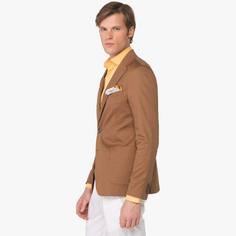 Giacca Classica da Uomo Dan John in Raso di Cotone Stretch Color Caramello - Slim Fit