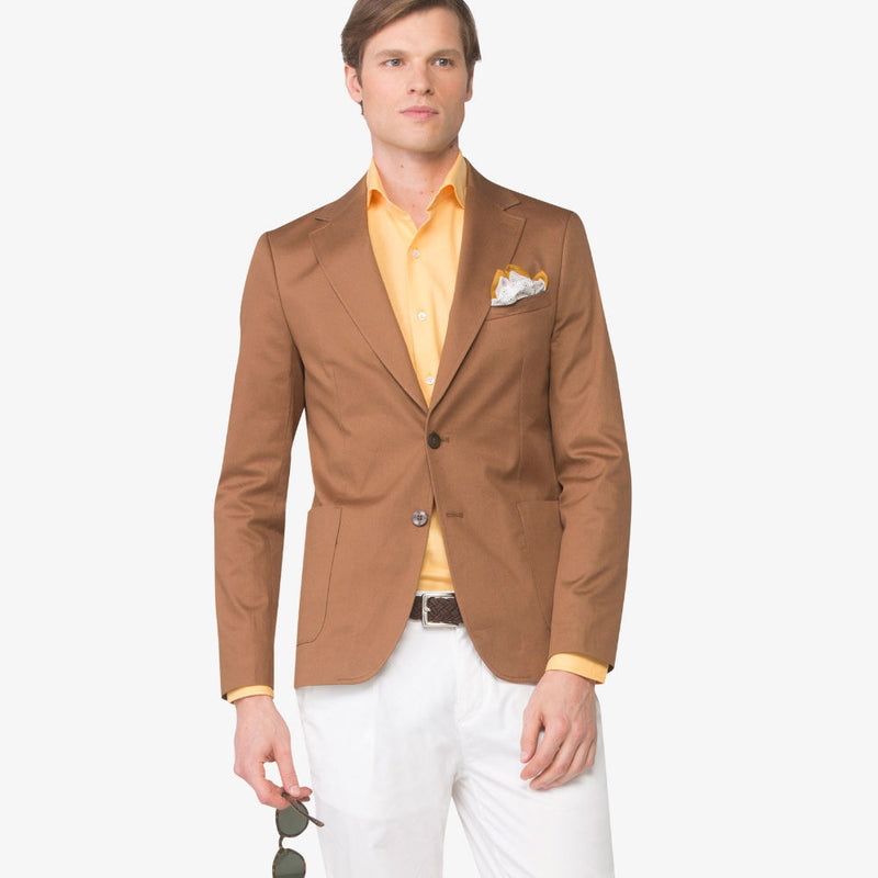 Giacca Classica da Uomo Dan John in Raso di Cotone Stretch Color Caramello - Slim Fit