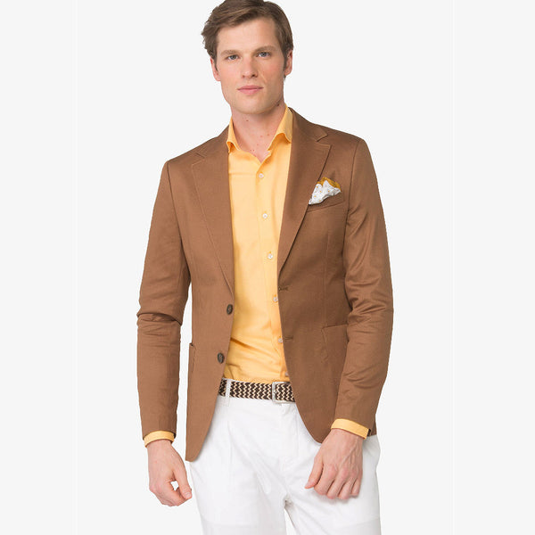 Giacca Classica da Uomo Dan John in Raso di Cotone Stretch Color Caramello - Slim Fit