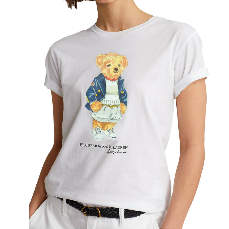 Ralph Lauren T-shirt Donna Polo Bear Maglia Girocollo Stampa Orsetto
