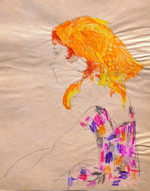Disegno originale quadro moderno ritratto femminile a matita 22x16 cm
