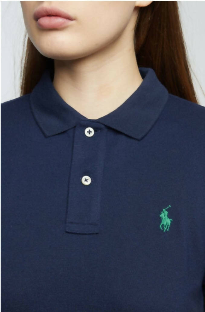 Polo Ralph Lauren Donna A Maniche Corte Con Costine T-shirt Polo Con Logo Bottoni E Spacchi Laterali